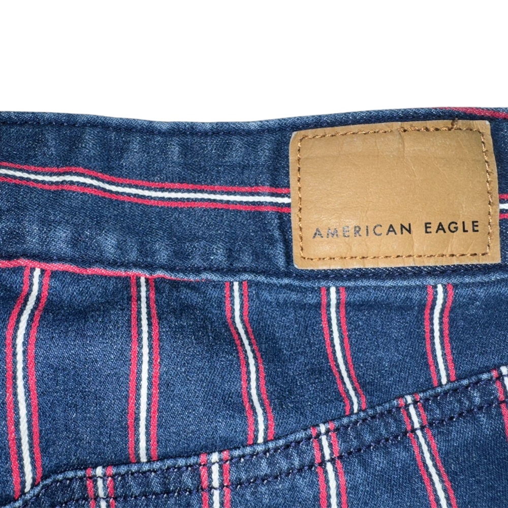 American Eagle Outfitters Blue and Red Striped Mini Skirt Size 4 - Picture 4 of 9